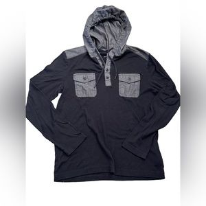 Rock & Republic Mens Hooded Long Sleeve Shirt sz Medium